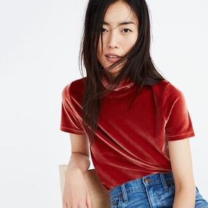 Madewell Velvet Mock Neck Tee Sz XS